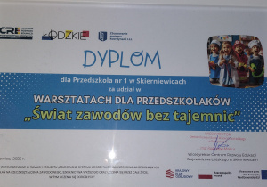 Uzyskaliśmy dyplom za uczestnictwo w warsztatach