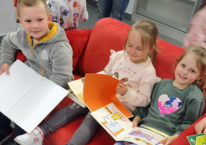 Dużo mieliśmy radości z wizyty w bibliotece